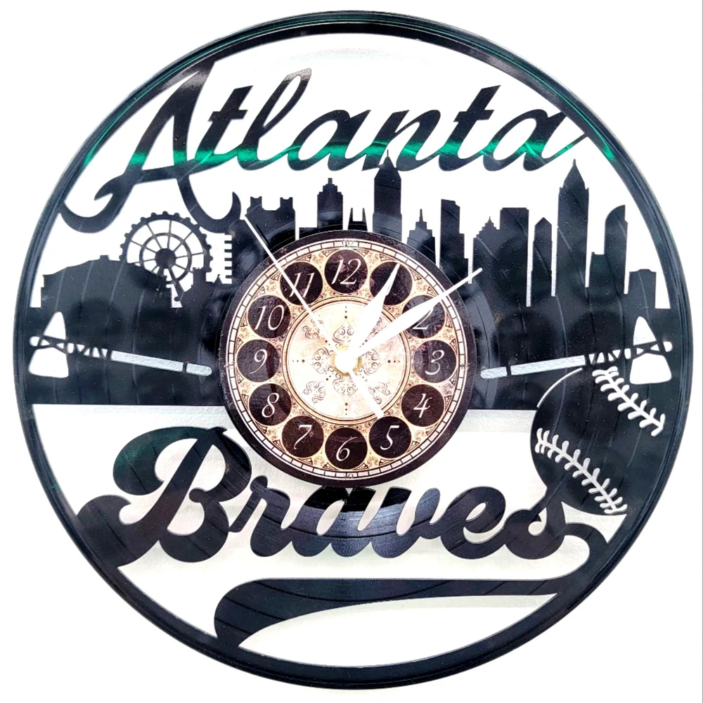 ATLANTA BRAVES vinyl record clock